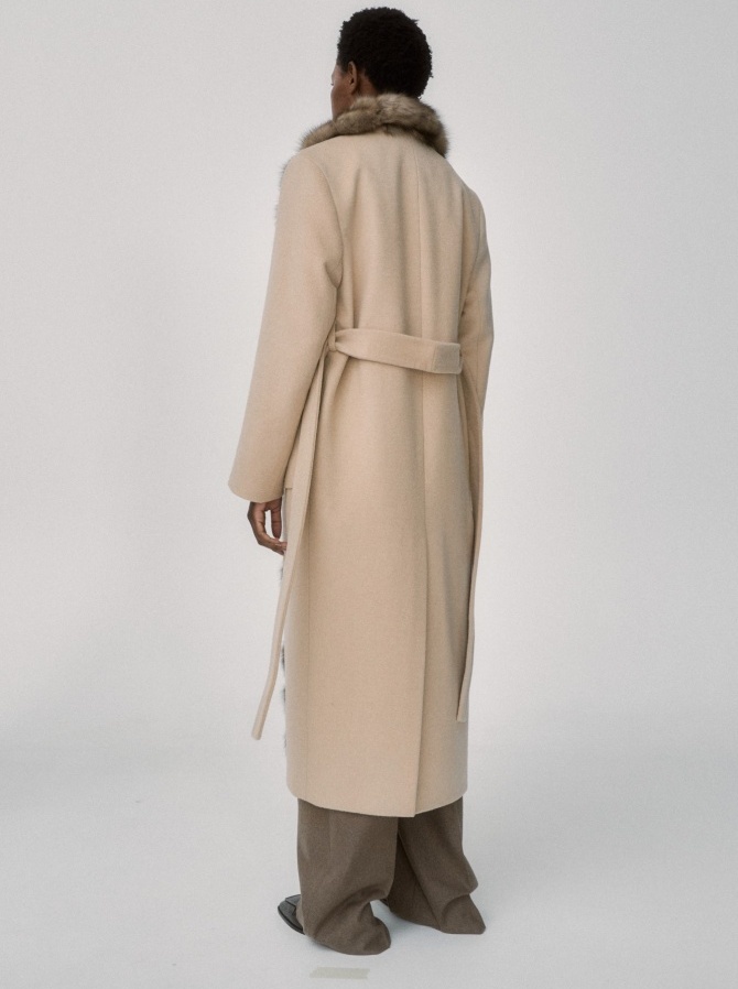 Пальто из кашемира Loro Piana с отделкой мехом соболя