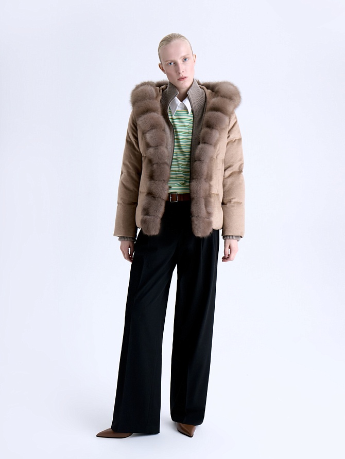 Пуховик из кашемира Loro Piana с мехом куницы - итальянский дизайн
